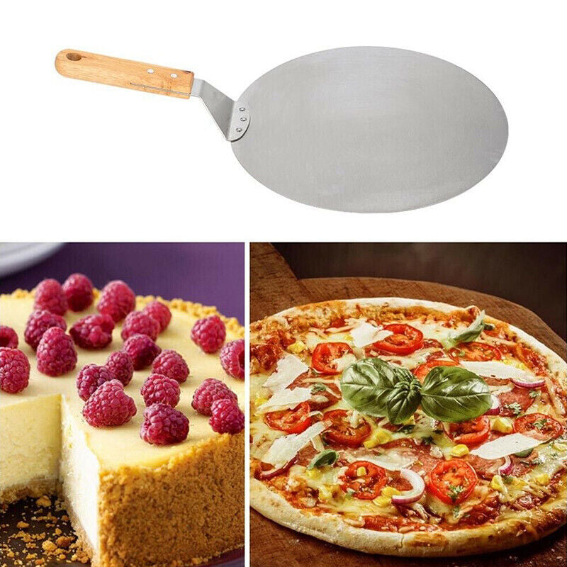 Stainless Steel Pizza Paddle Peel Bakers BBQ Oven Restaurant Tray Wooden Handle